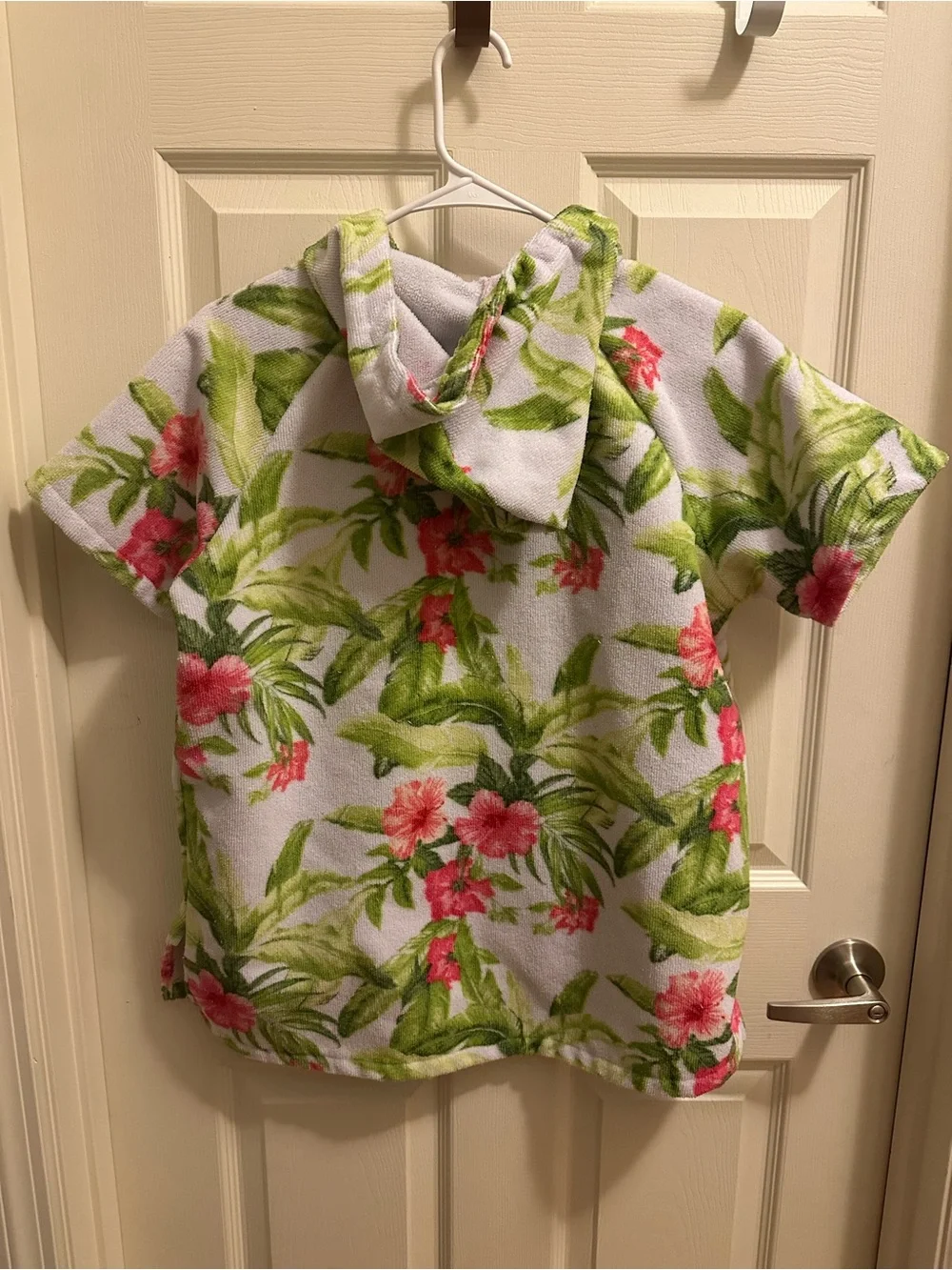 Tommy Bahama Girls' Hooded Floral Swim Coverup, White, Pink, Green, L/7-12